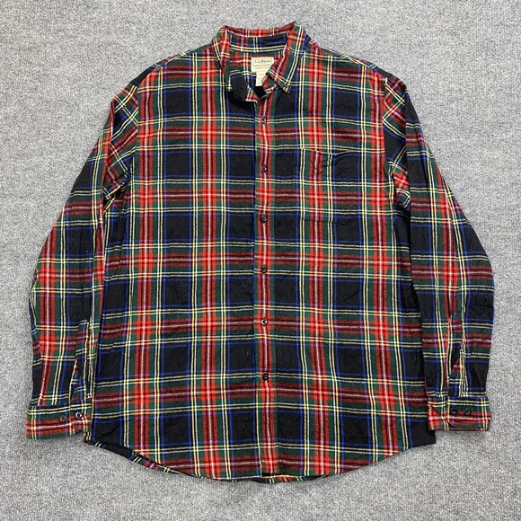 L.L. Bean Other - LL Bean Mens Plaid Flannel Shirt Size L-Reg Red Slightly Fitted Cotton